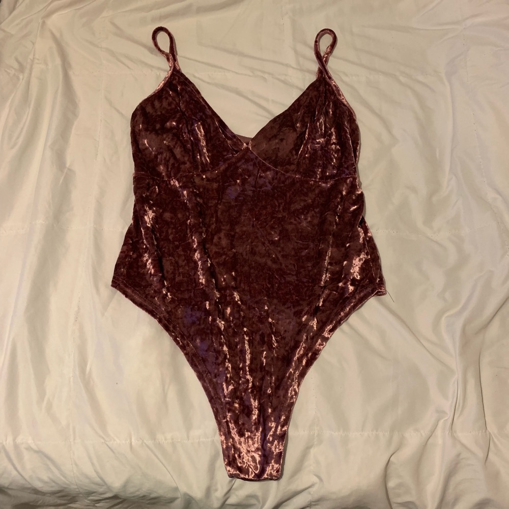Pink velour bodysuit